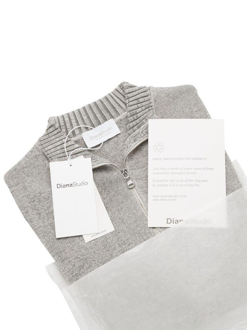 Maglia full zip in Lana e Cotone