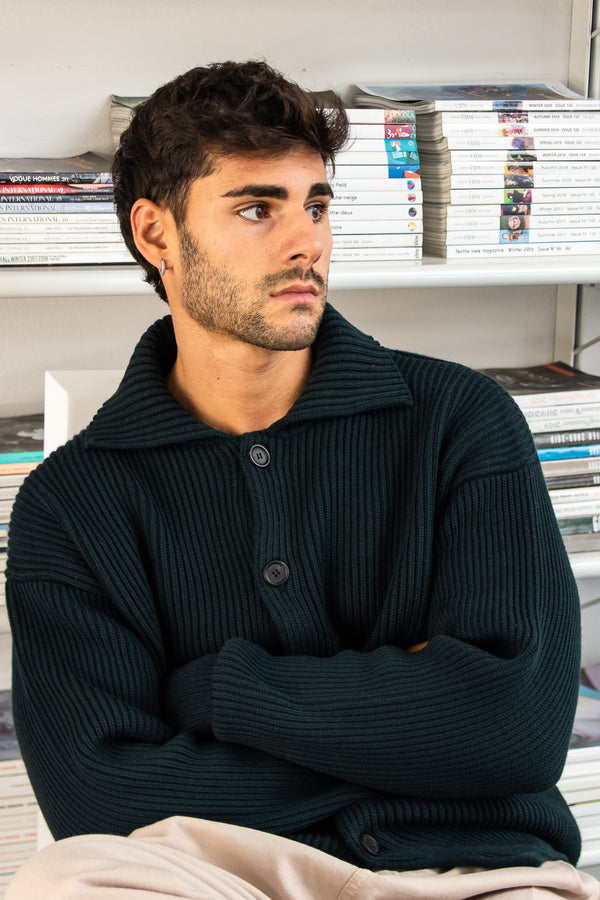 Giacca con bottoni in Lana Merino Extrafine