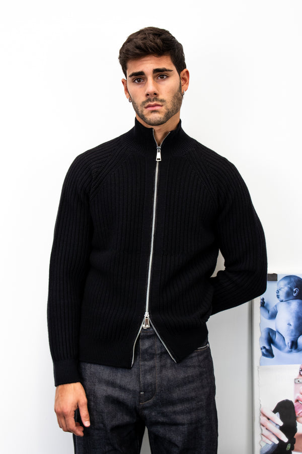 Giacca zip in Lana Merino