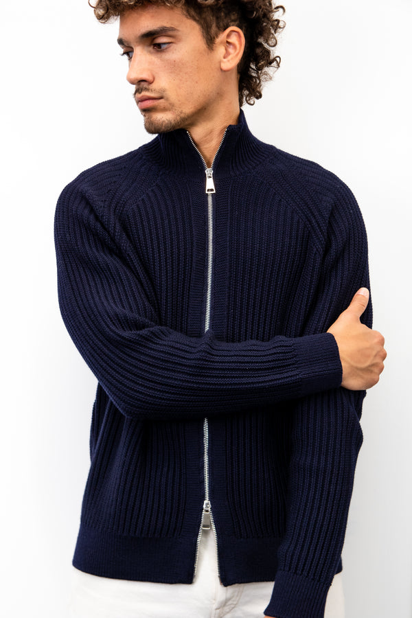 Giacca zip in Lana Merino