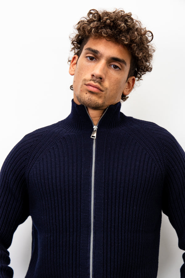 Giacca zip in Lana Merino