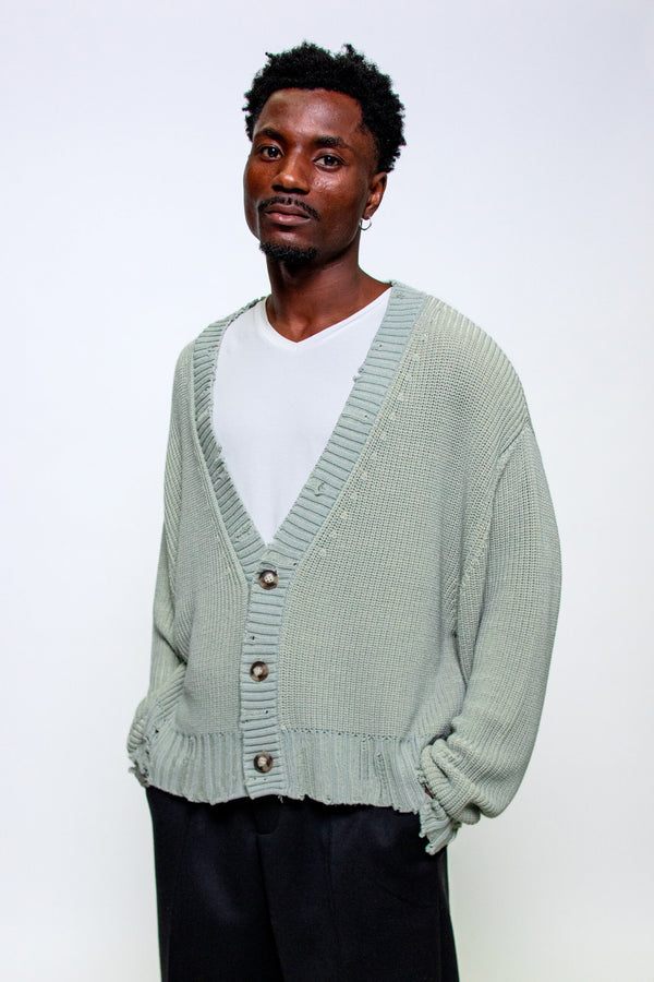 Cardigan in maglia Bicolor con Rotture - Immagine 3