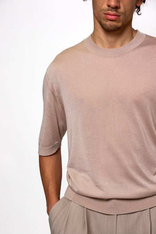 T-shirt in maglia in Lyocell - Variante Beige - Immagine 5