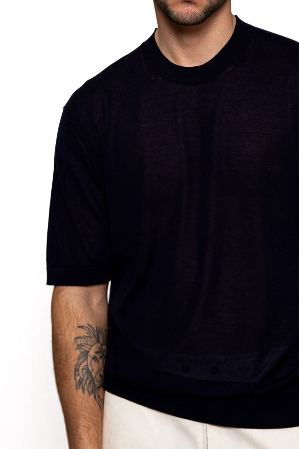 T-shirt in maglia in Lyocell - Variante Blu Navy - Immagine 5