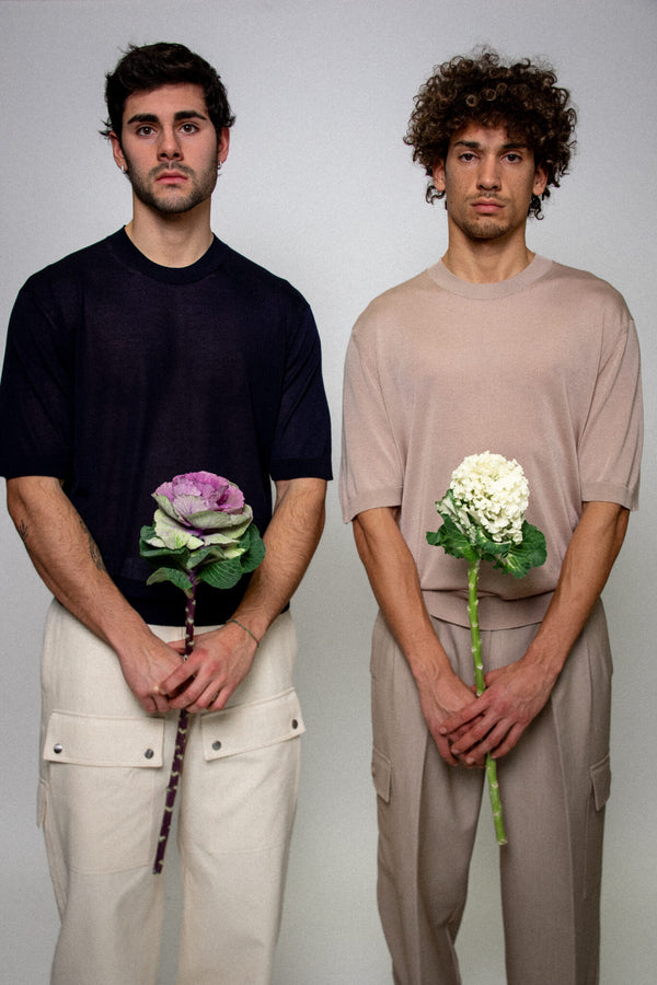 T-shirt in maglia in Lyocell