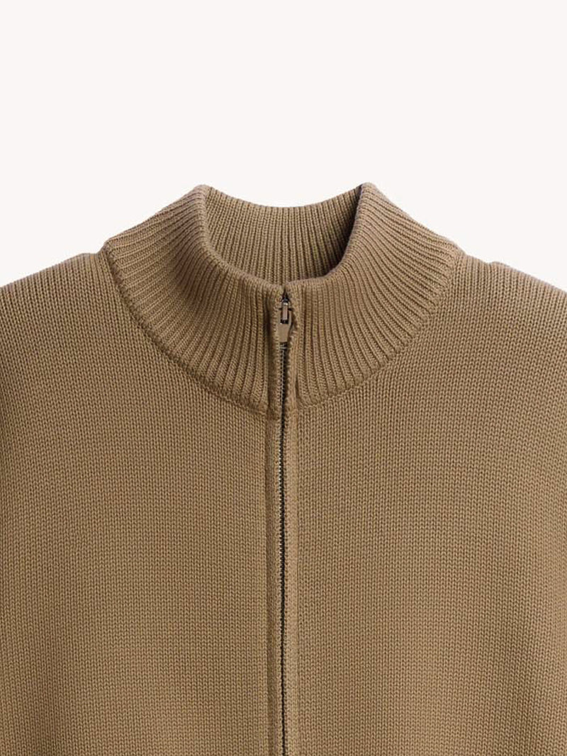 Giacca Zip in Maglia Rasata in Cotone
