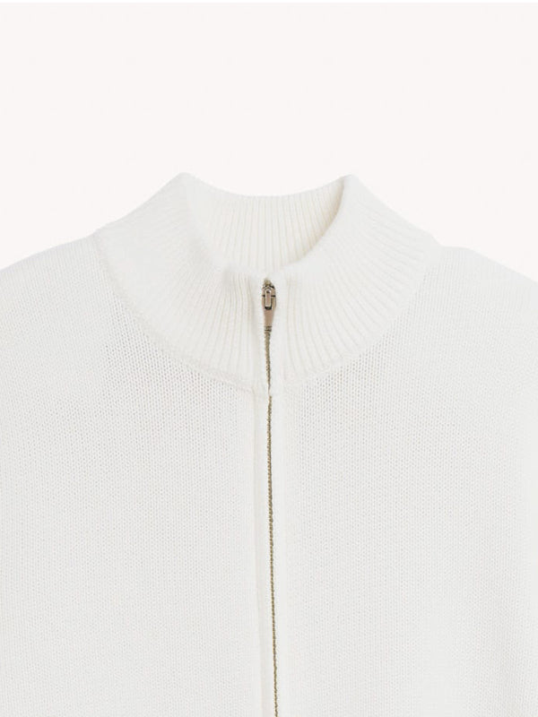 Zip-up Jacket in Plain Cotton Jersey