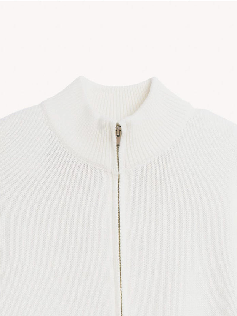 Giacca Zip in Maglia Rasata in Cotone