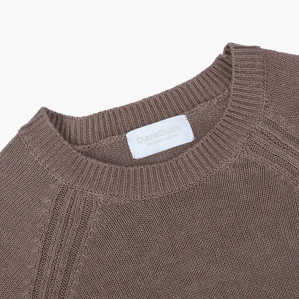 Girocollo in 100% Lino, Fatto in Italia - Variante Tabacco/Marrone - Immagine 3