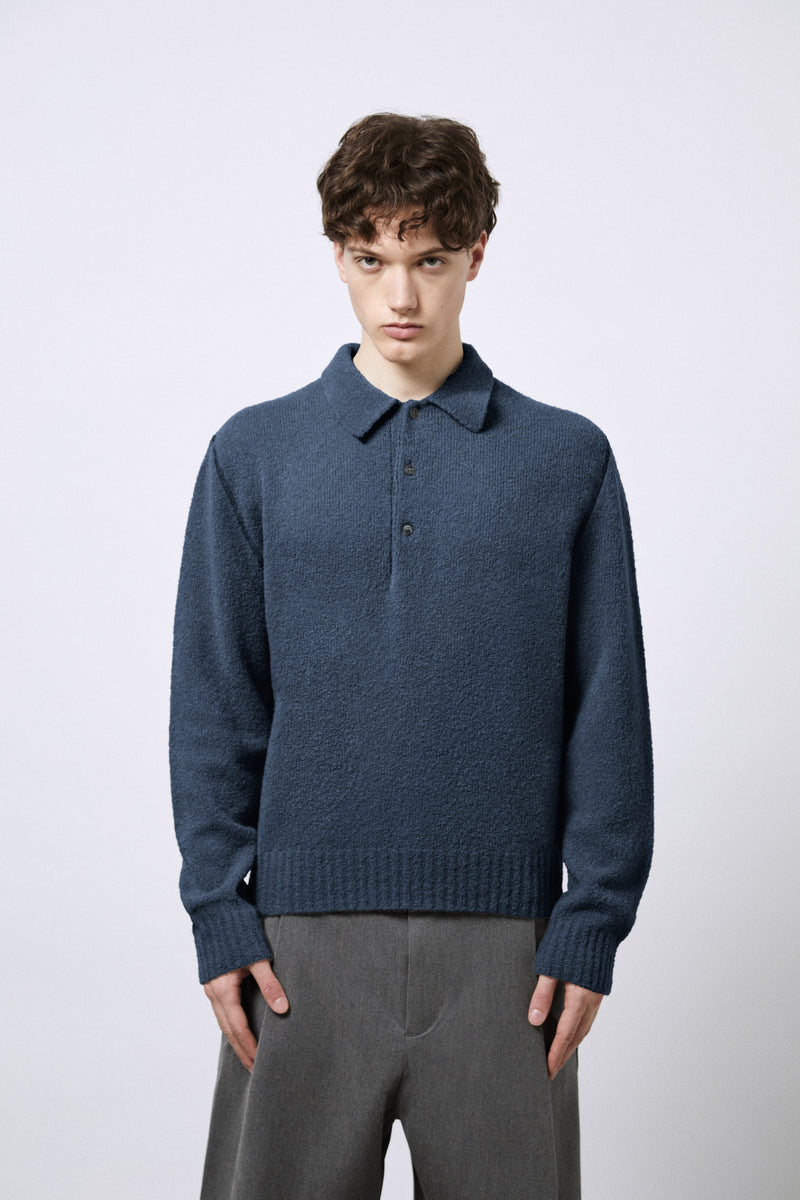 Polo aus Merino-Bouclé-Wolle