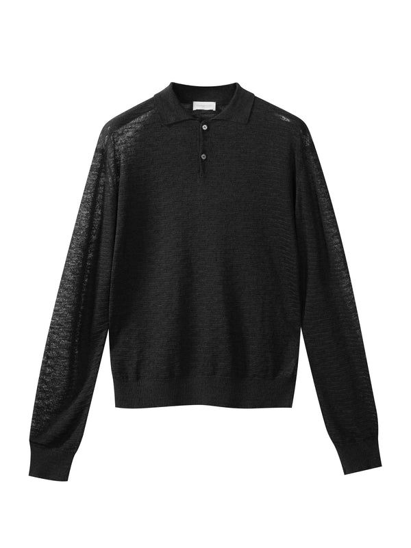 Long-sleeved Linen and Silk Polo