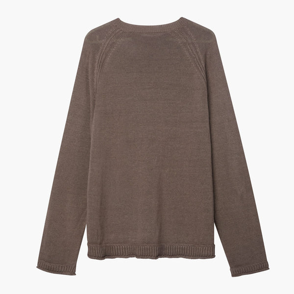 Girocollo in 100% Lino, Fatto in Italia - Variante Tabacco/Marrone - Immagine 2