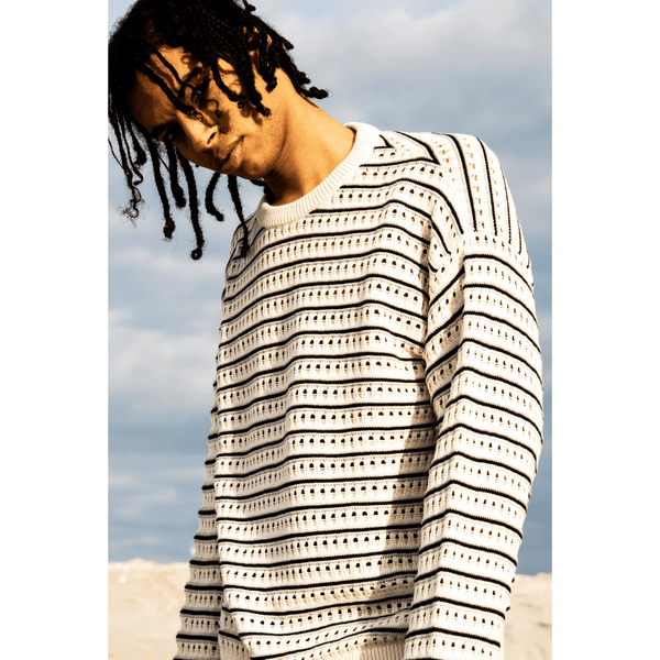 Girocollo traforato in Maglia - Variante Ecru/Grigio/Violet - Immagine 2