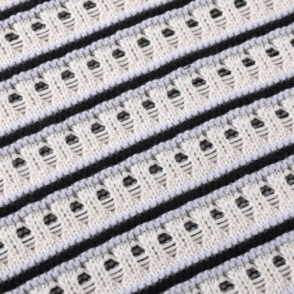 Girocollo traforato in Maglia - Variante Ecru/Grigio/Violet - Immagine 8