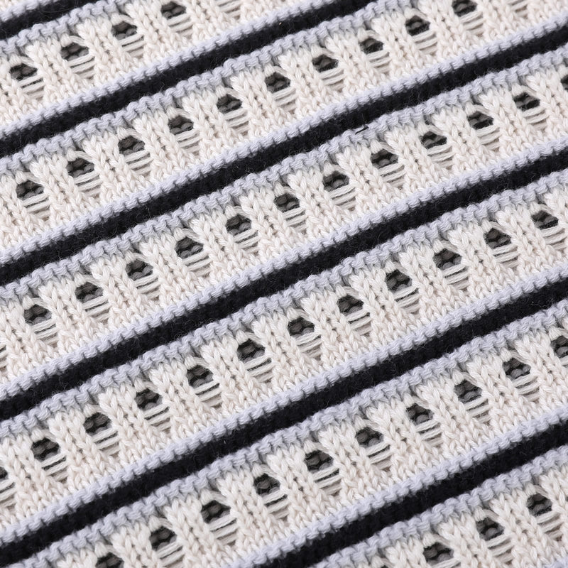 Girocollo traforato in Maglia - Variante Ecru/Grigio/Violet - Immagine 8