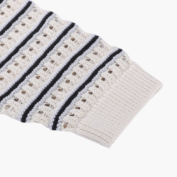 Girocollo traforato in Maglia - Variante Ecru/Grigio/Violet - Immagine 6