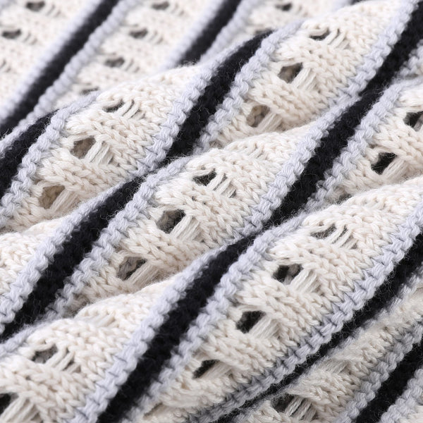 Girocollo traforato in Maglia - Variante Ecru/Grigio/Violet - Immagine 7