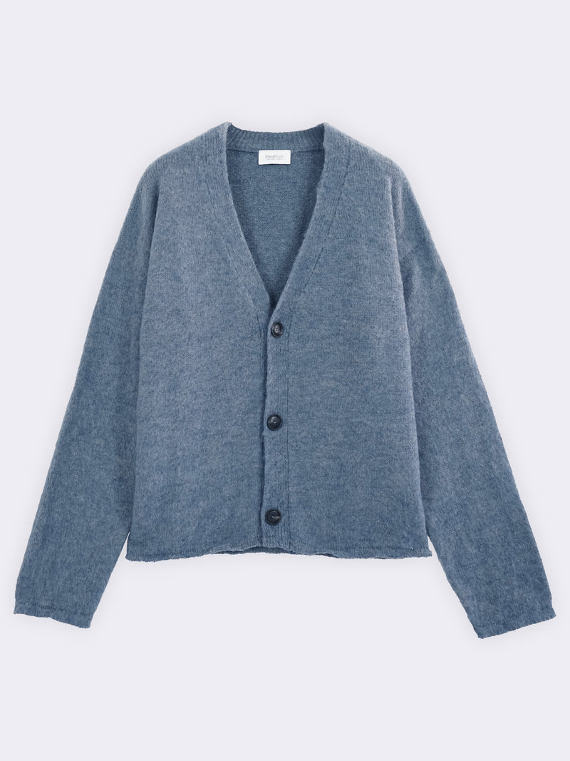 Cardigan in Alpaca blend con taglio vivo