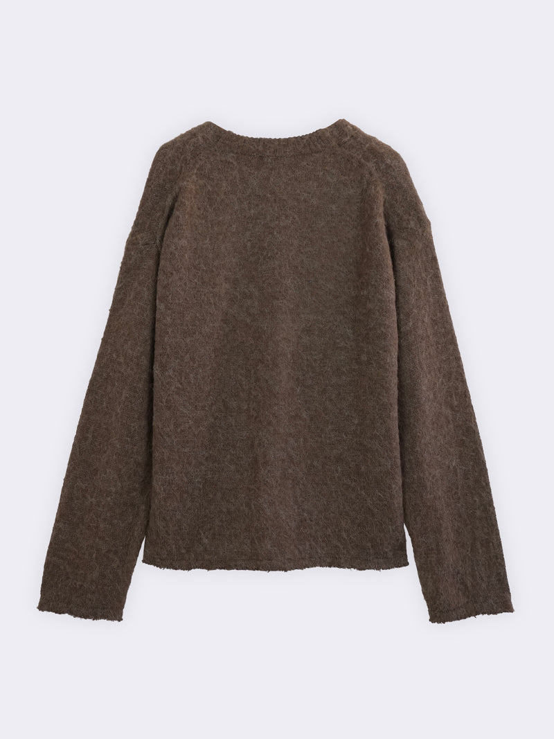 Cardigan in Alpaca blend con taglio vivo
