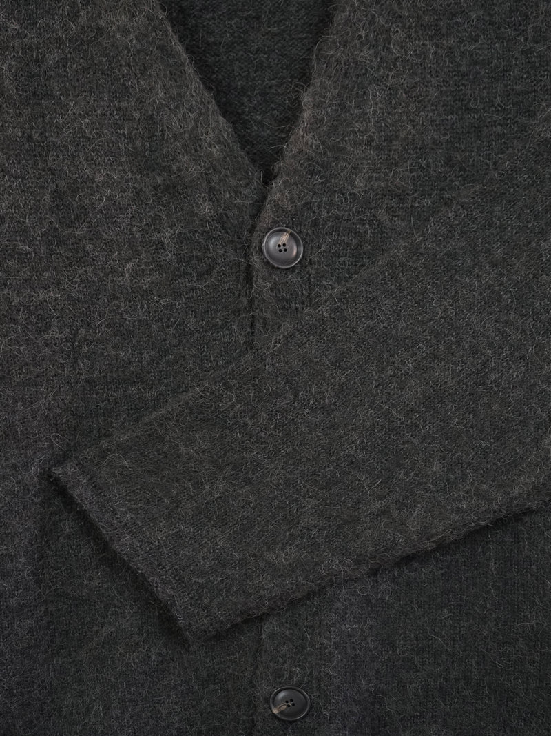 Cardigan in Alpaca blend con taglio vivo