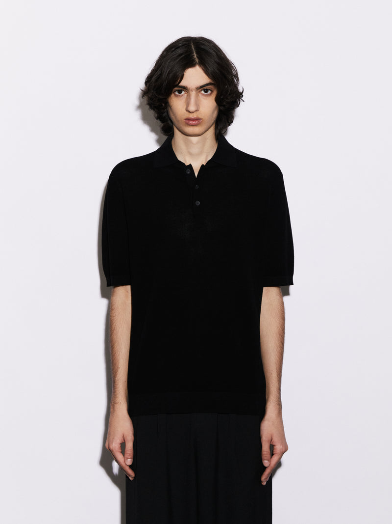 Polo in Cotone crêpe con microstruttura