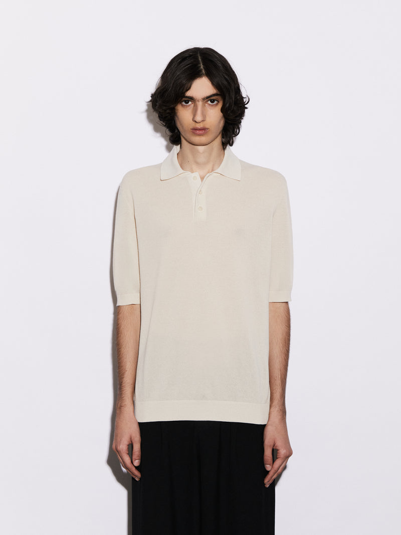 Polo in Cotone crêpe con microstruttura