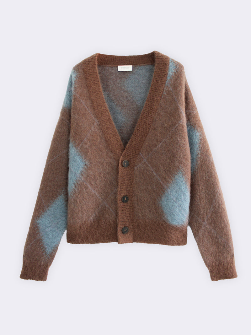 Cardigan aus Superkid-Mohair mit Argyle-Muster