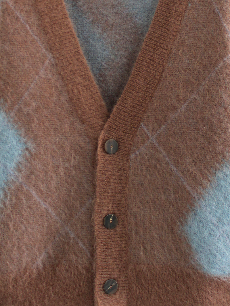 Cardigan aus Superkid-Mohair mit Argyle-Muster