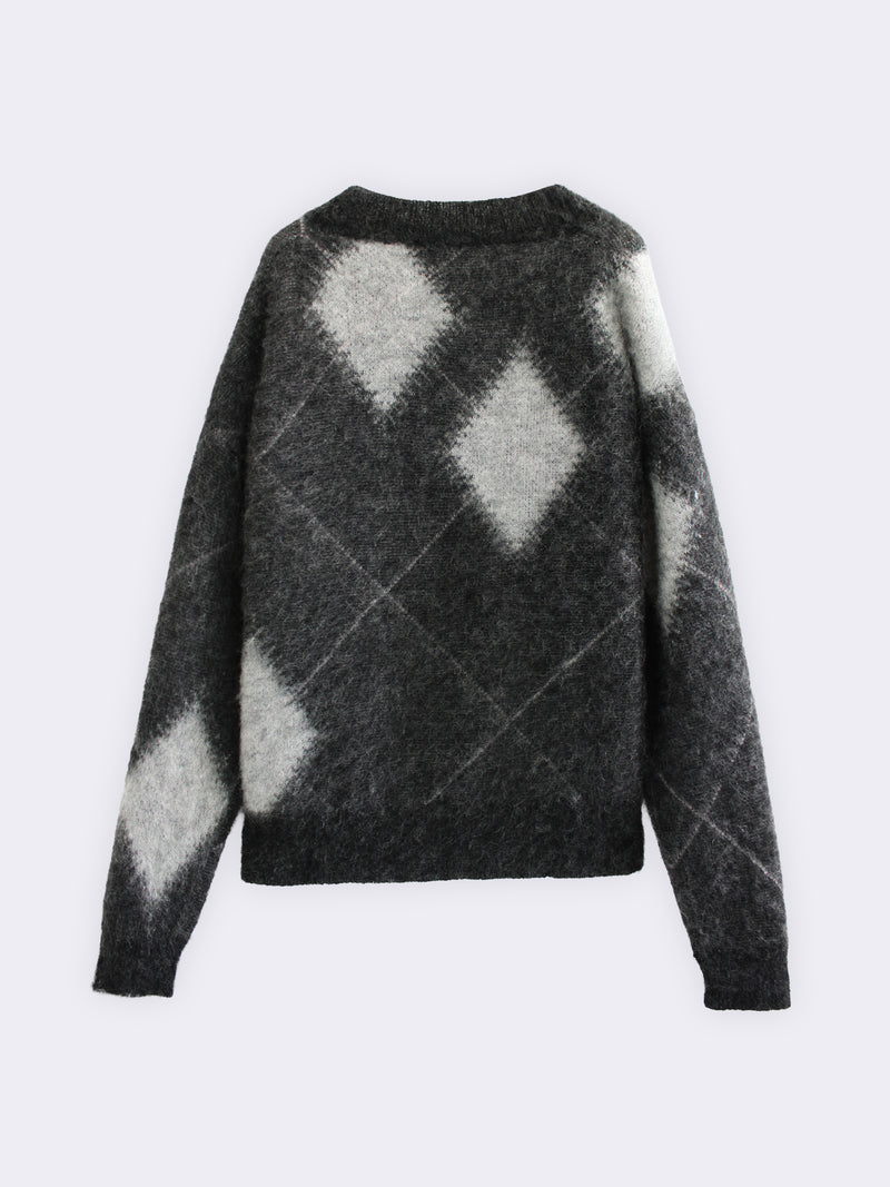 Cardigan aus Superkid-Mohair mit Argyle-Muster