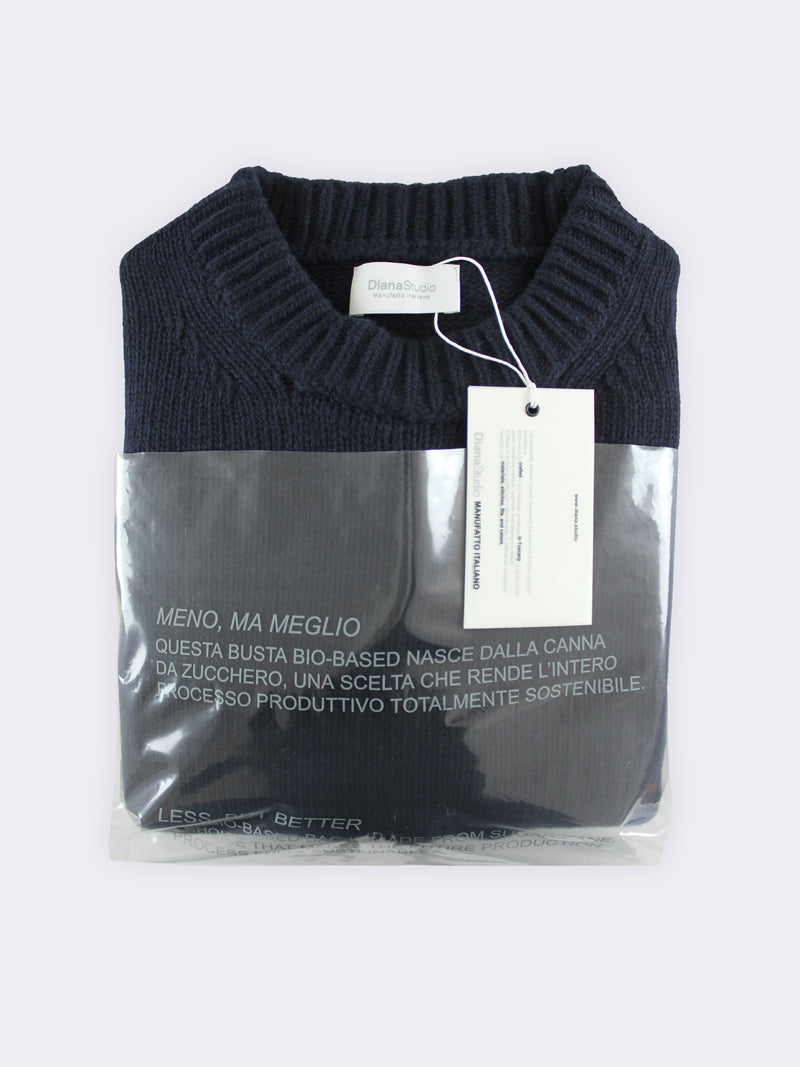 Boxy crew-neck sweater in pure wool