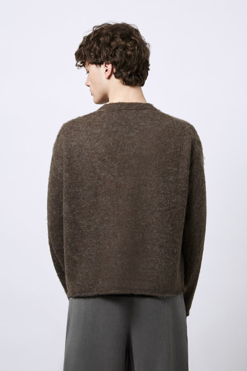 Cardigan in Alpaca blend con taglio vivo