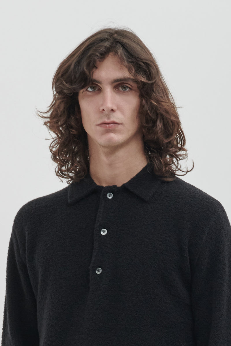 Polo aus Merino-Bouclé-Wolle