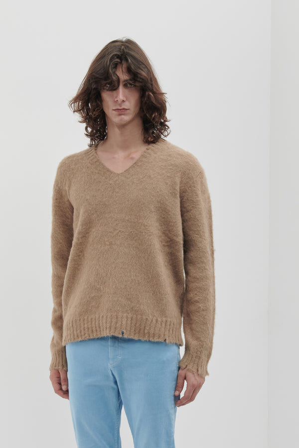 Scollo a V garzato in misto Alpaca