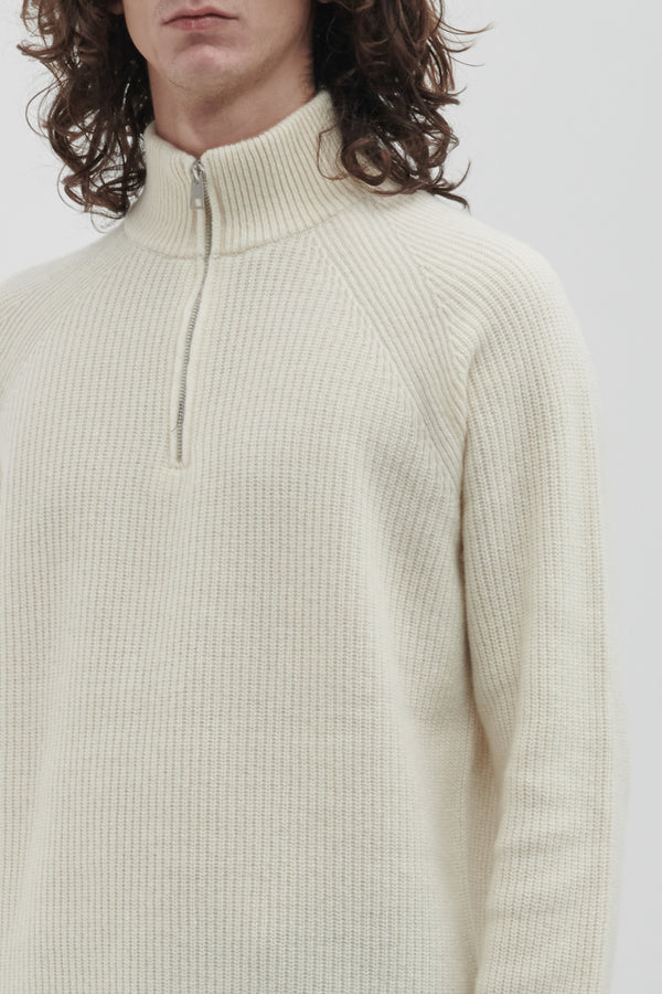 Half zip in English knitted wool
