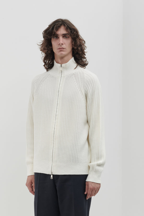 Giacca zip in Lana Merino