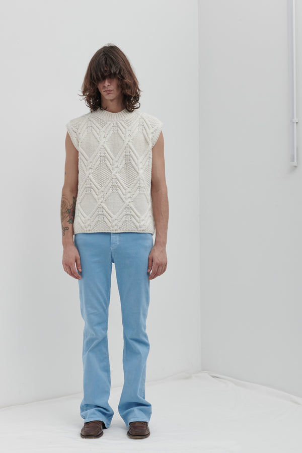 Gilet a trecce in Lana Shetland