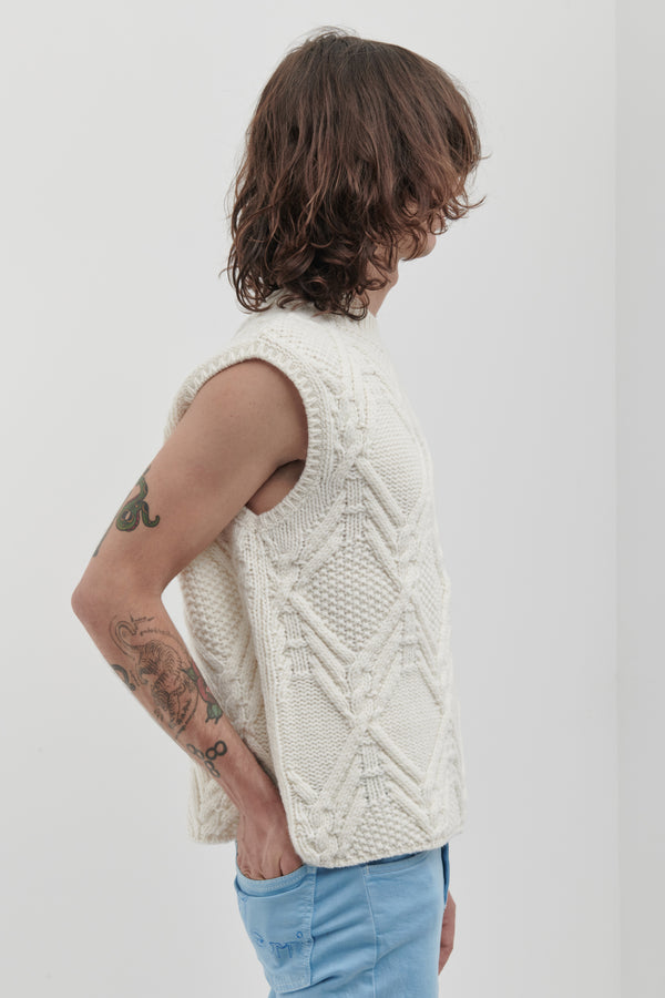 Gilet a trecce in Lana Shetland