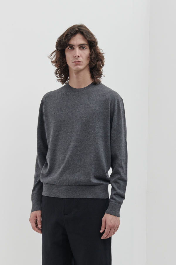 Technical crew neck in plain knit