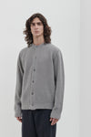 Merino wool blend cardigan with henley collar