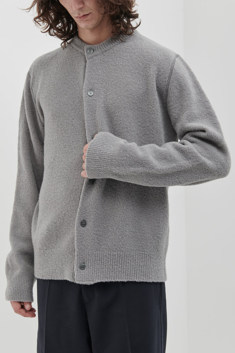 Cardigan serafino bouclé in Lana Merino blend