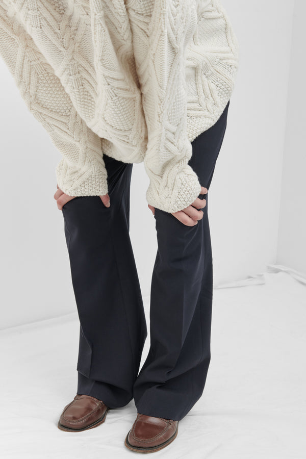 Girocollo a trecce in Lana Shetland