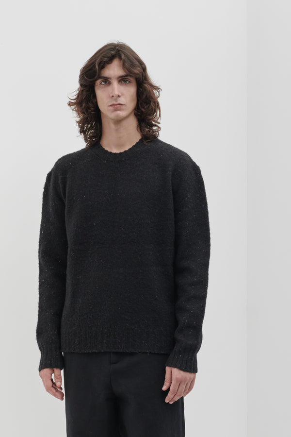 Girocollo garzato in Lana Merino bottonata