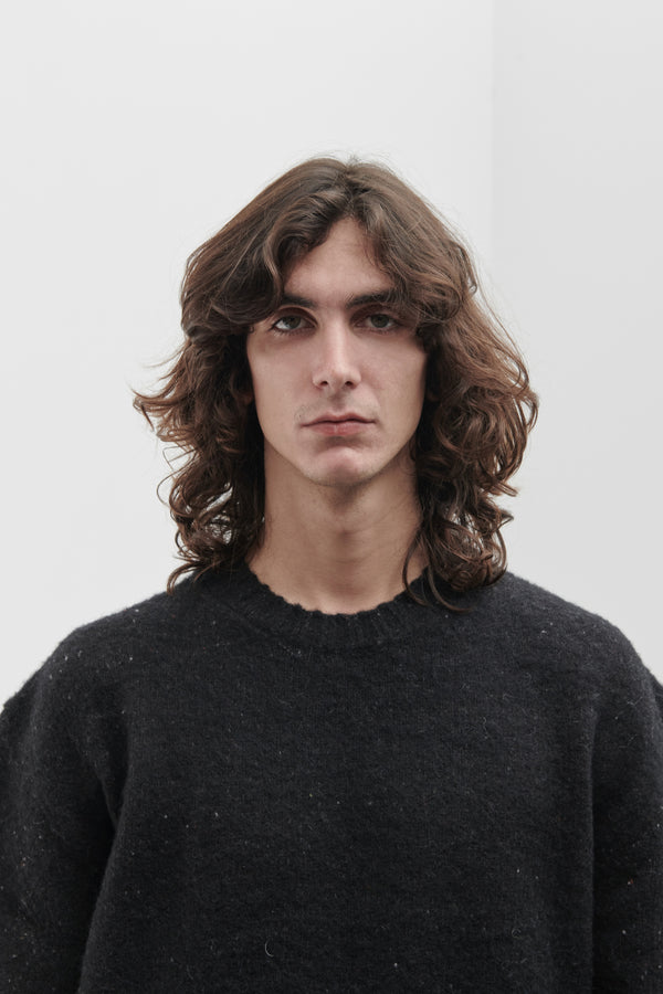 Girocollo garzato in Lana Merino bottonata