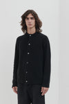 Merino wool blend cardigan with henley collar