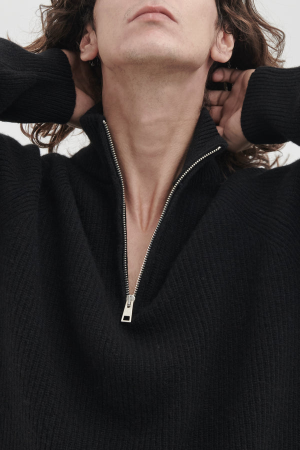 Half zip in English knitted wool