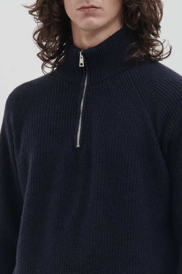 Half zip in English knitted wool