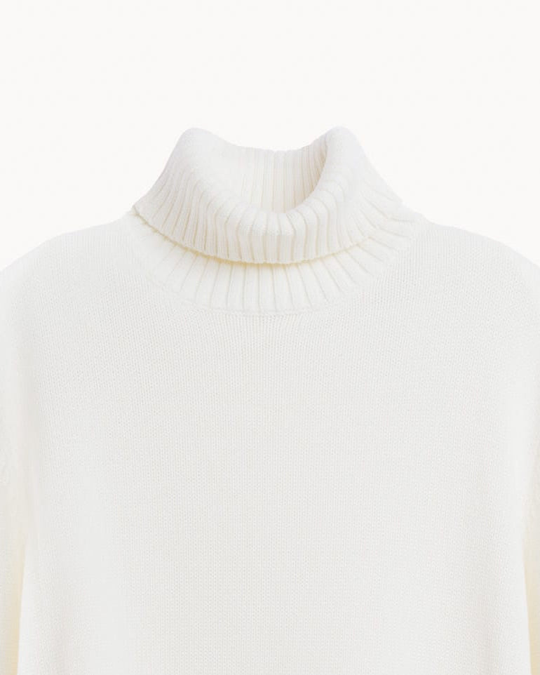Dolcevita in Maglia Rasata in Cotone