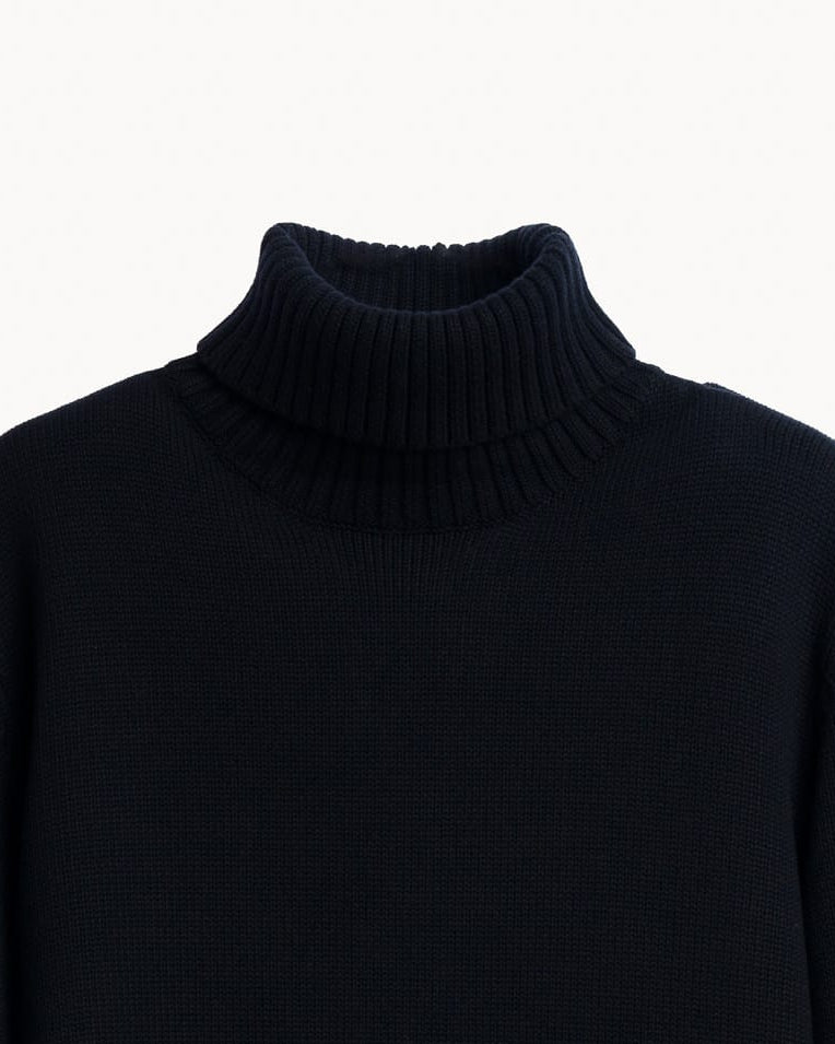 Dolcevita in Maglia Rasata in Cotone