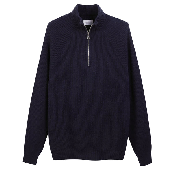 Half zip in English knitted wool