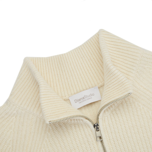 Half zip in English knitted wool